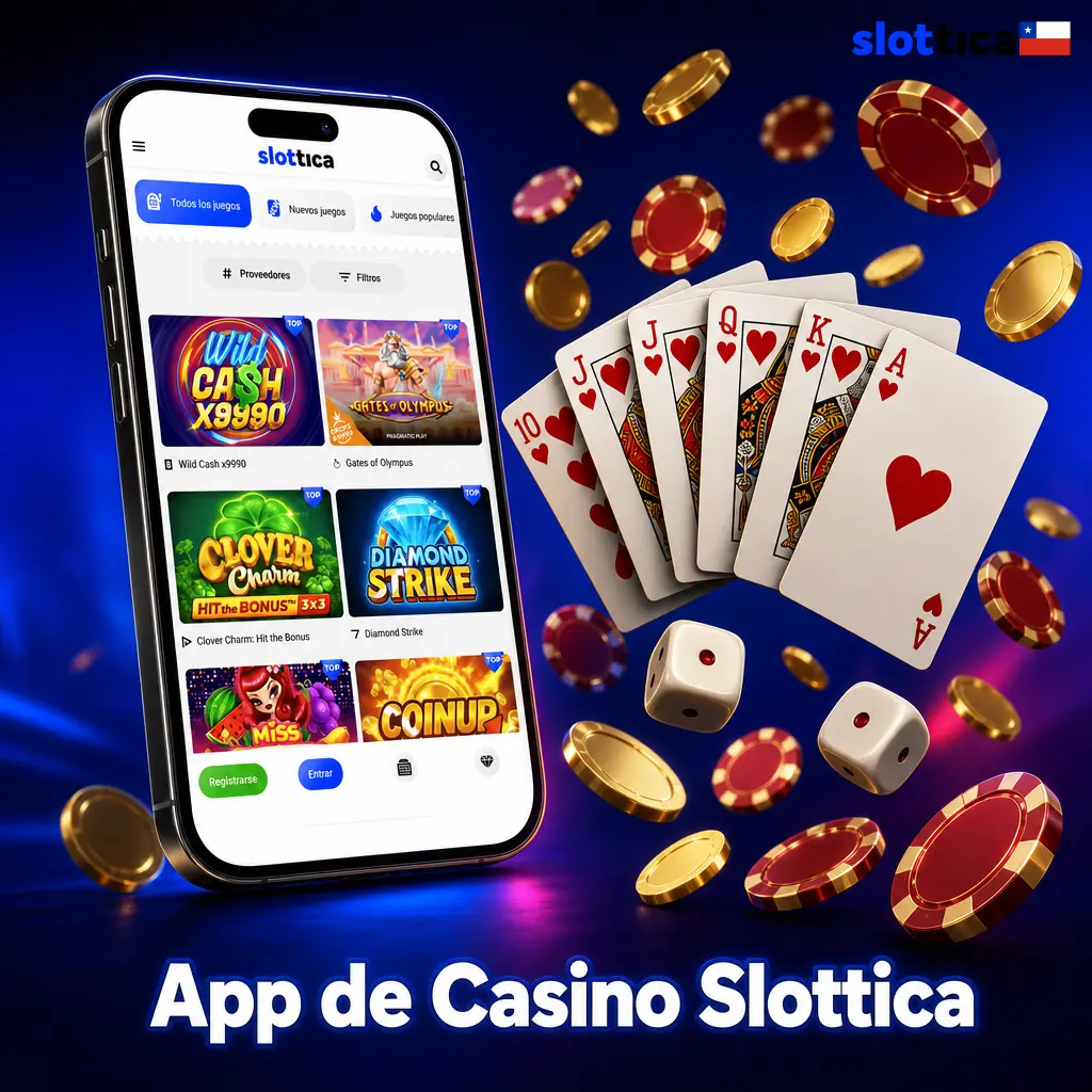 App móvil de casino Slottica con tragamonedas, juegos en vivo y apuestas deportivas en un solo toque