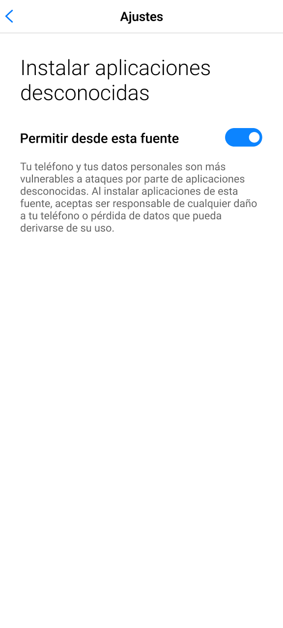 Habilita los permisos de seguridad de Android para instalar Slottica.