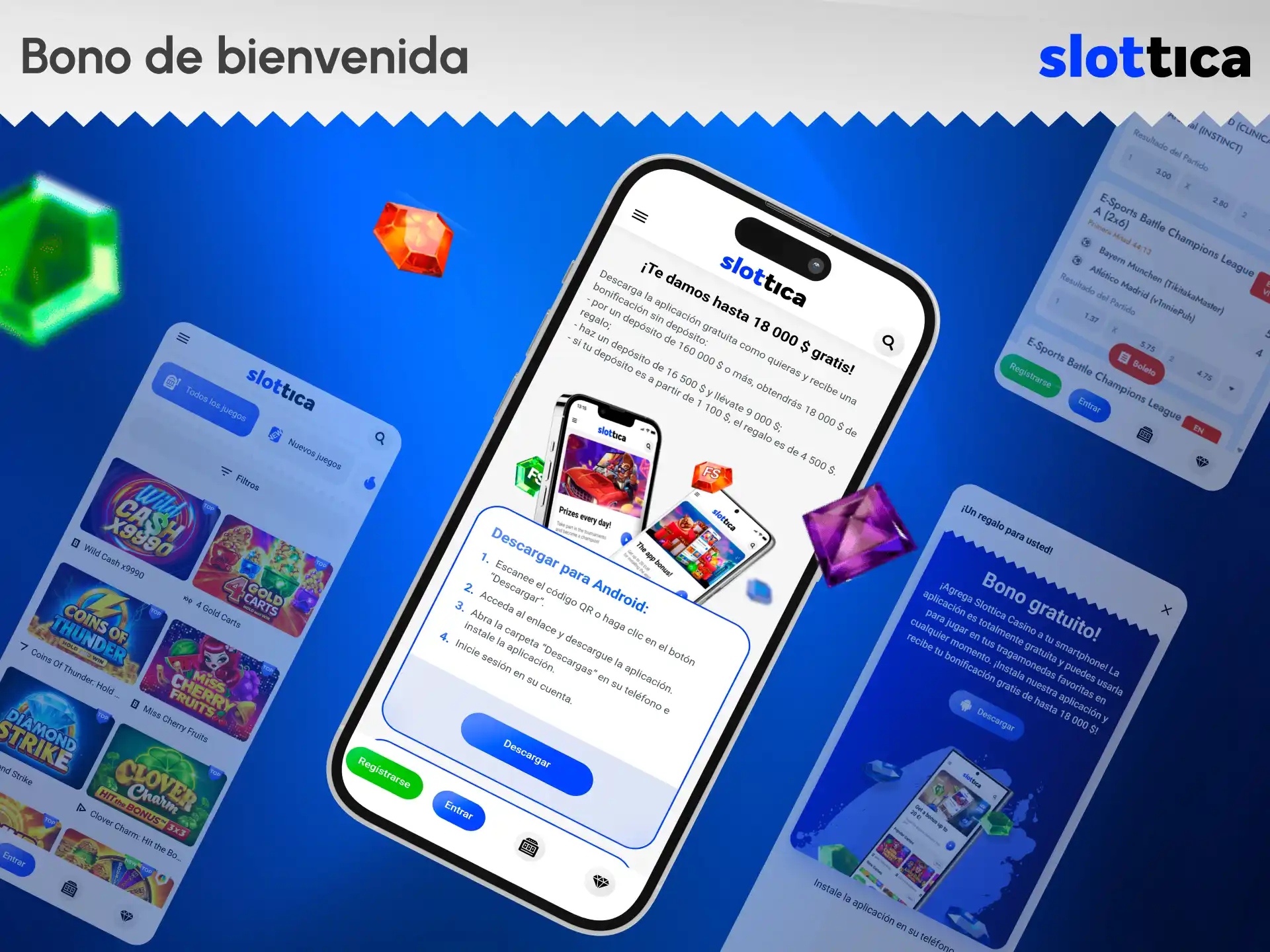 Reclama tu premio de registro al usar la aplicación Slottica.