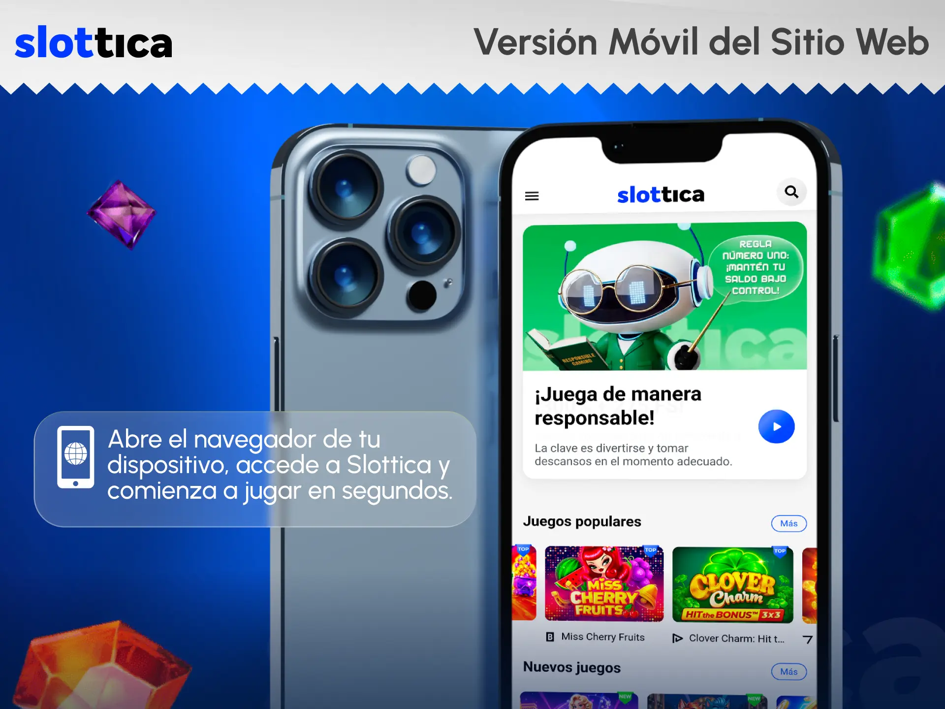 Apuesta desde el navegador móvil adaptado a la plataforma Slottica.