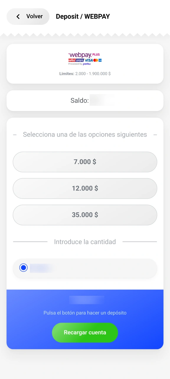 Recarga tu saldo por primera vez para calificar en Slottica.