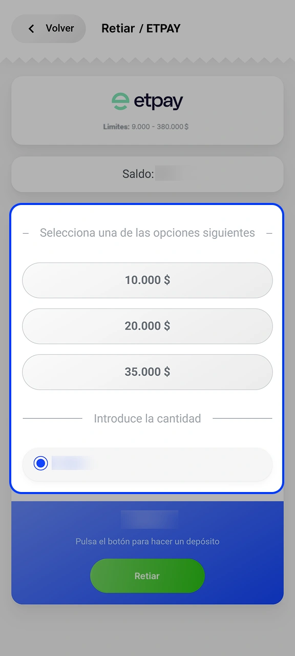 Escribe la suma total que vas a cobrar en la app Slottica.