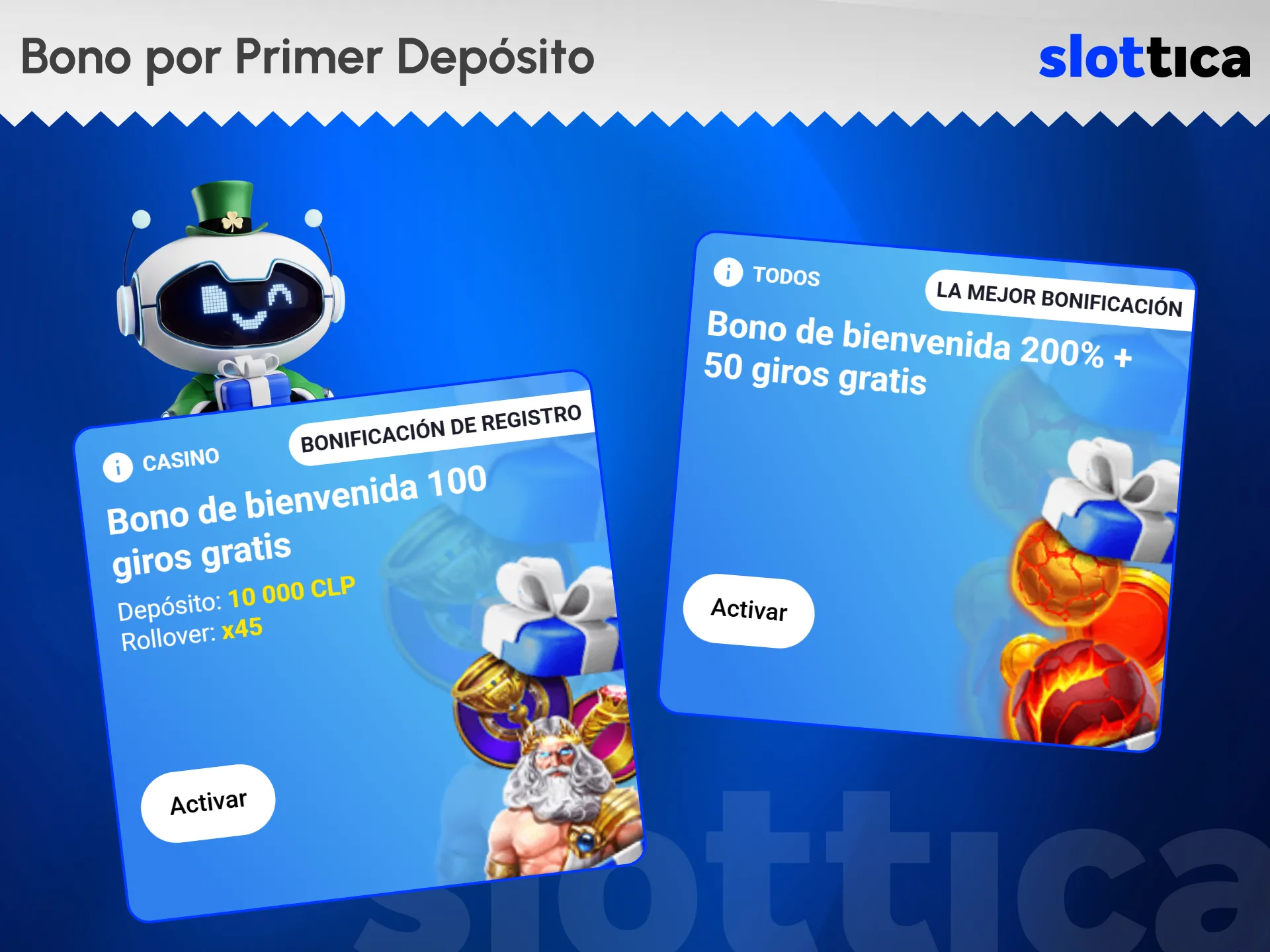 Reclama tu recompensa inicial al realizar la primera recarga en Slottica.