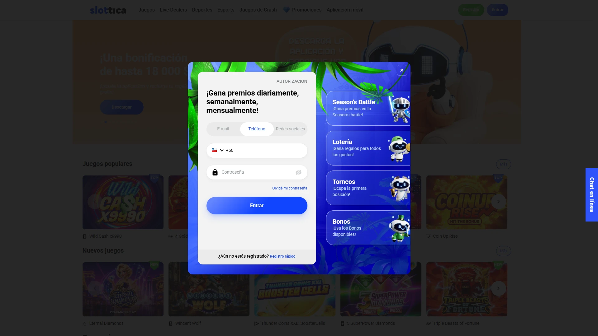Inicia sesión en tu perfil personal de usuario para pagar en Slottica.