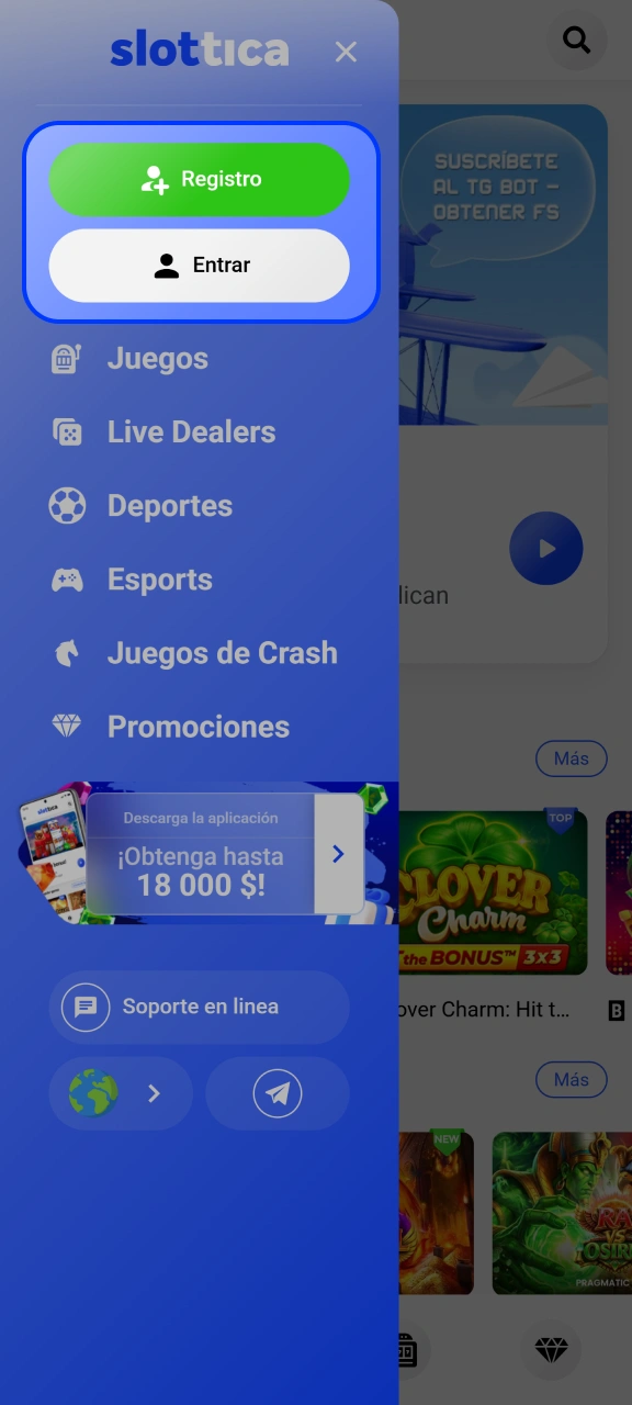 Inicia sesión en tu perfil personal para apostar en Slottica.