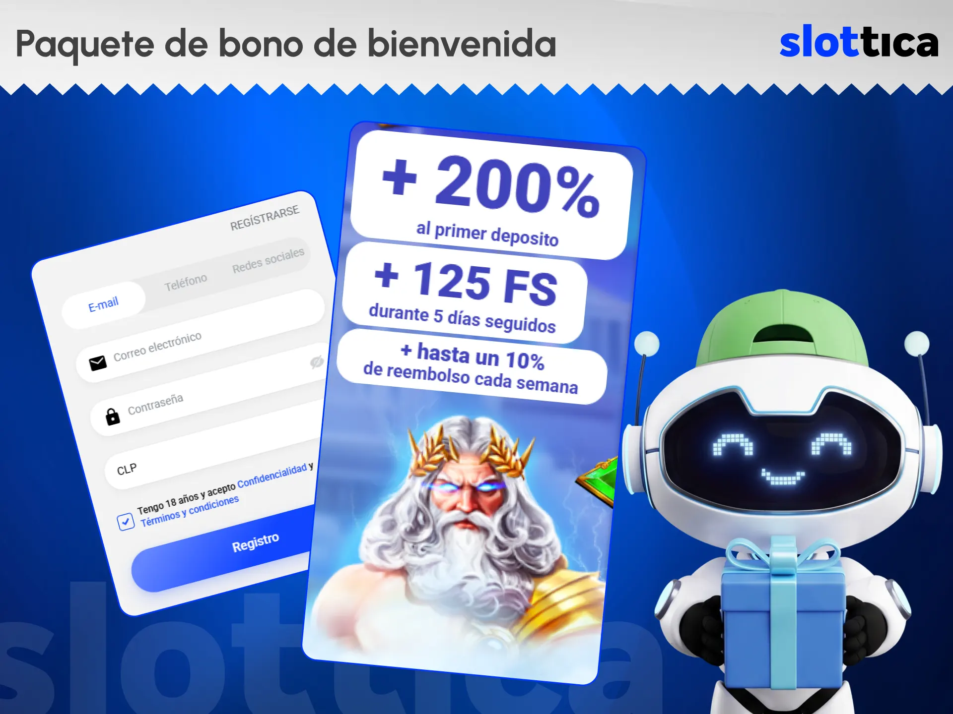 Reclama el exclusivo paquete de bienvenida para chilenos en Slottica.