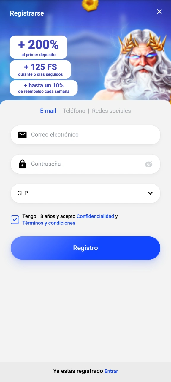 Abre la planilla de inscripción para registrarte en el portal Slottica.