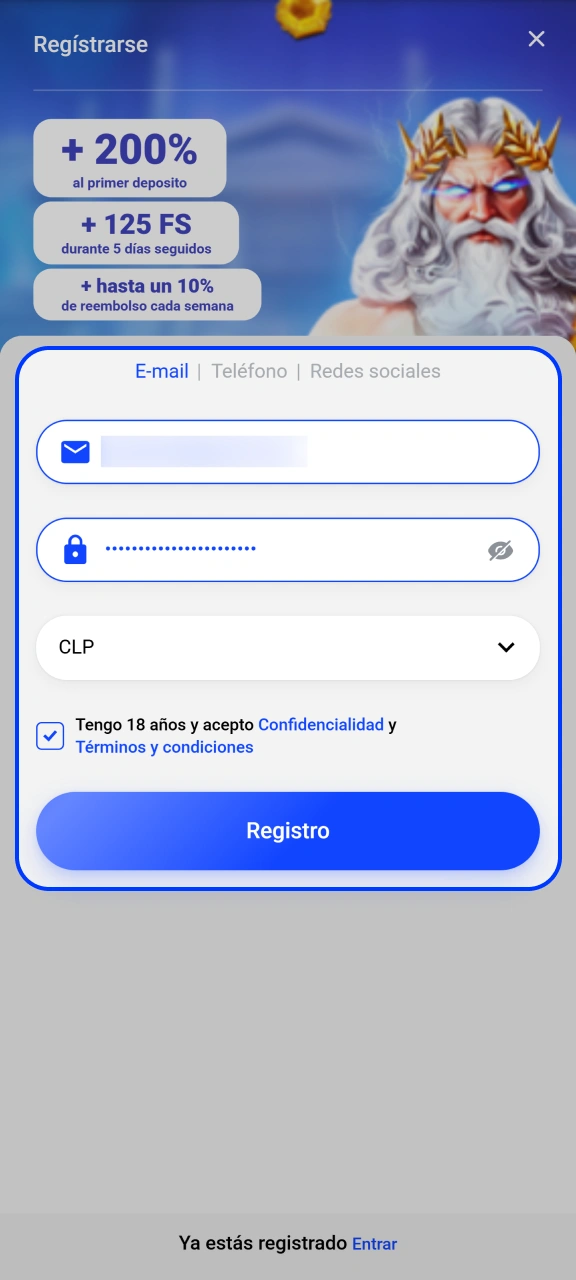 Regístrate como nuevo jugador dentro de la plataforma oficial de Slottica.